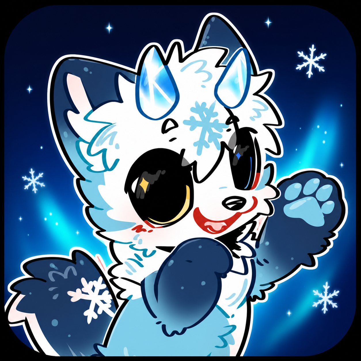 FurryUP 的冰雪兽吉祥物举起肉球打招呼